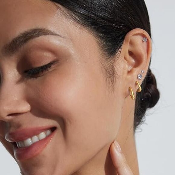 18k Gold Plated Hoop Earrings,hoop earrings for women - Picture 3 of 5